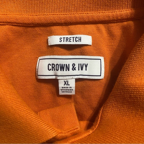 Crown & Ivy Orange Cotton Stretch Short Sleeve Polo Shirt - Picture 3 of 4